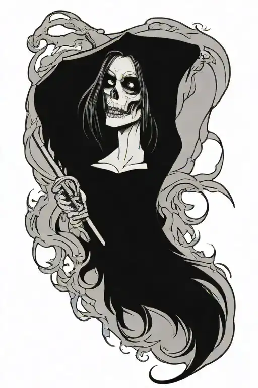 Sexy Grim Reaper Girl Long Hair