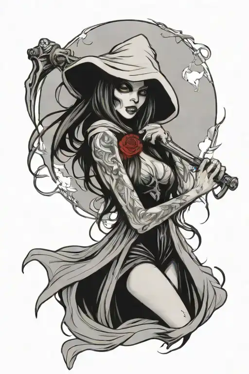 Sexy Grim Reaper Girl Long Hair
