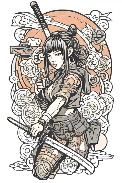Samurai Girl With A Cyberpunk Katana