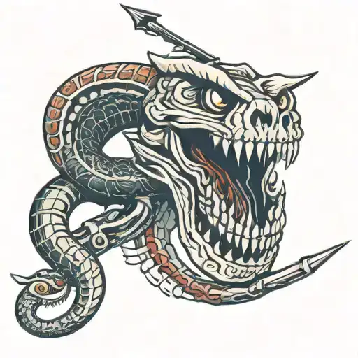 Skeleton Of A Snake With An Arrow In Its Head