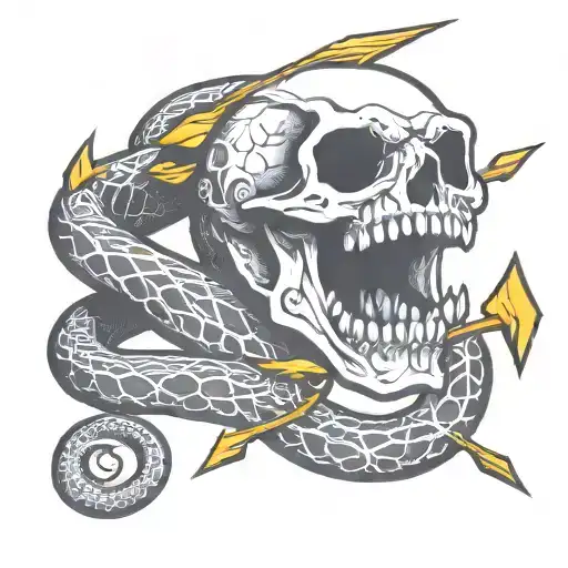 Skeleton Of A Snake With An Arrow In Its Head