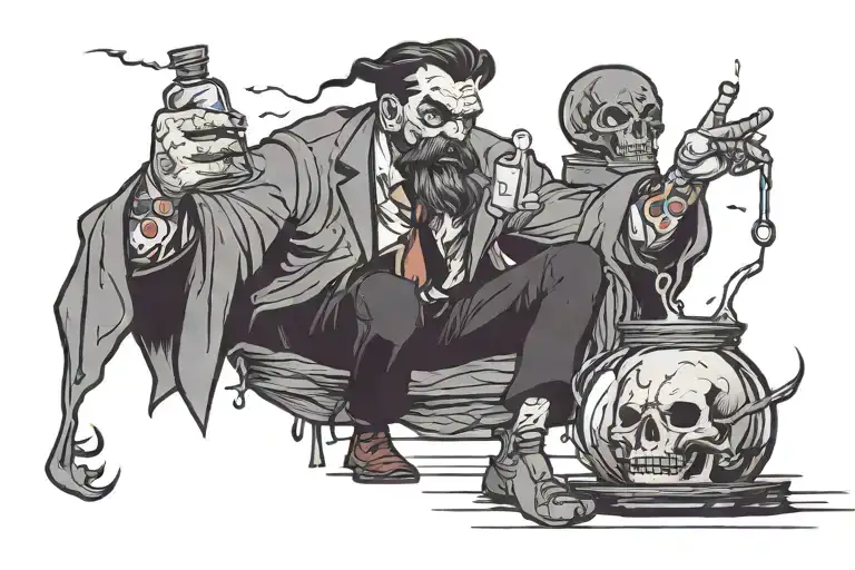 A Gloomy Guy Holds A Vial Of Poison In His Hand