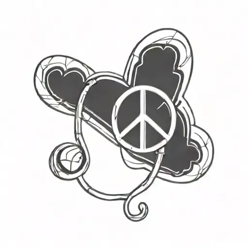 A Stethoscope Forming A Heart Shape With A Peace Sign In The Background