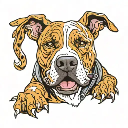 Pitbull Con La Cara Blanca Y Negra