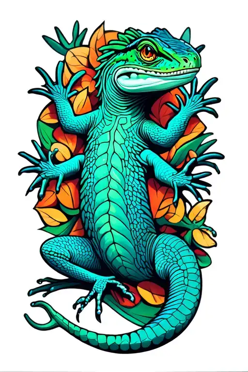 Multiple Escher Style Lizards Gradualy Changing To Photorealistic Lizards