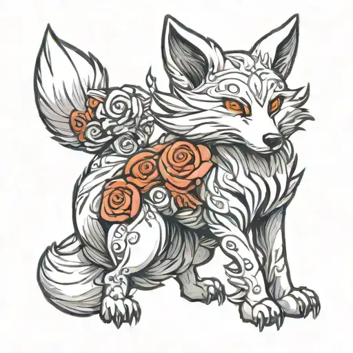 White Fox With Eight Tails