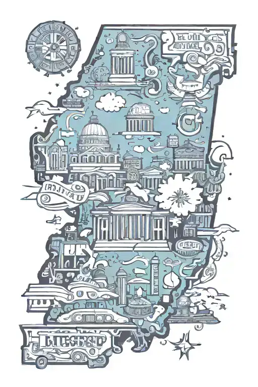 Mississippi State Outline With Different Things Inside