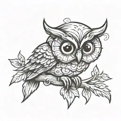 Owl From Baby Book In Tattoo Art