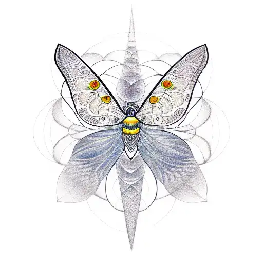 Lunar Moth With Sacred Geometry