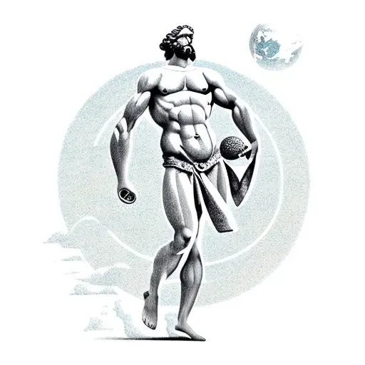 Atlas Greek God Holding The Earth On His Back