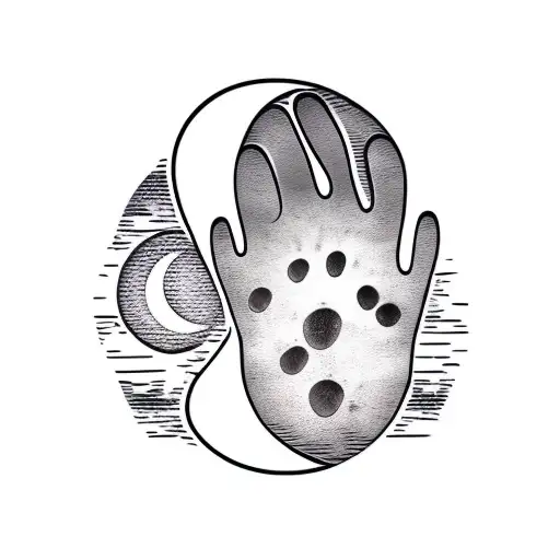 Dog's Footprint With The Moon At The Background