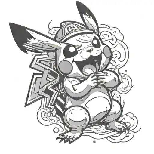 Pikachu Snorting A Line