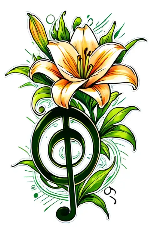 Music Note And Lily Flower