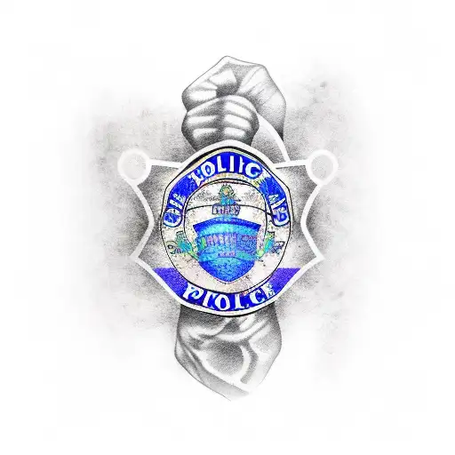 Police Themed Arm Tattoo With Quotes