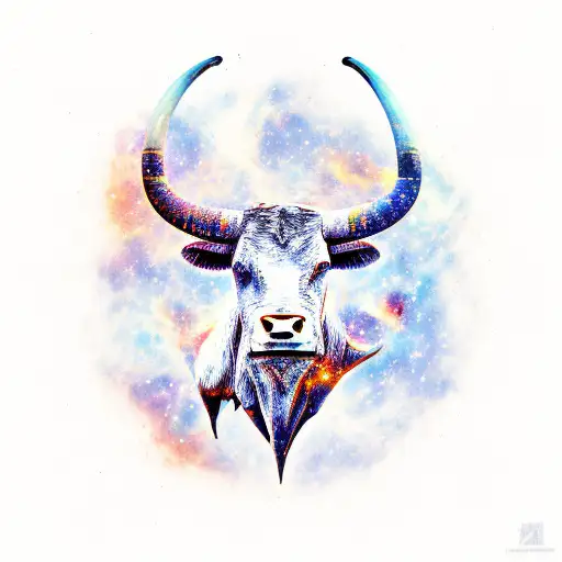 Longhorn With Nebula Background