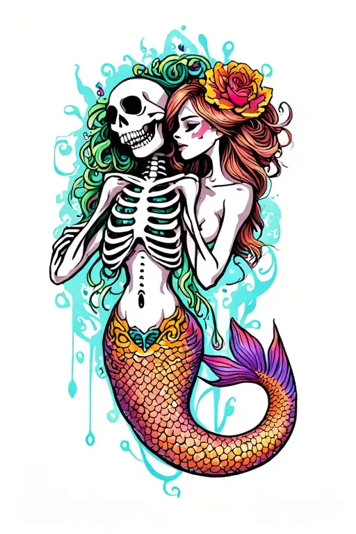 Skeleton And Mermaid