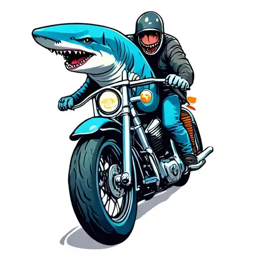 Shark Riding A Motorcycle