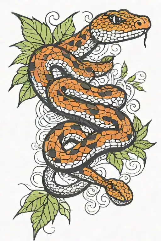 Snake And Leaves