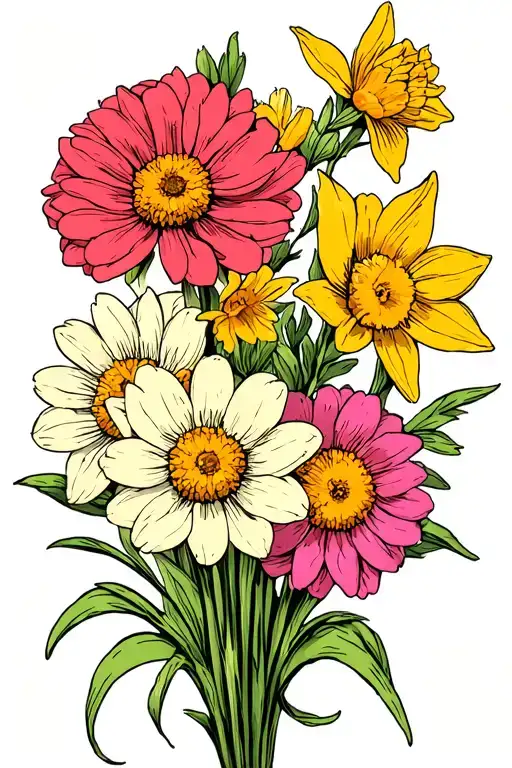 Daisy Carnation Narcissus Flower Bouquet