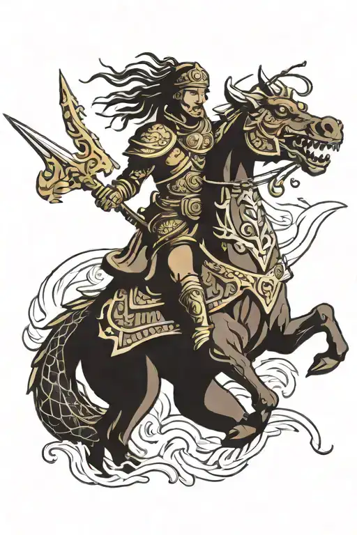 Russian Warrior On Horseback Pierces A Dragon With A Spear Chase Her