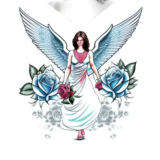 Guardian Angel With Roses Mom