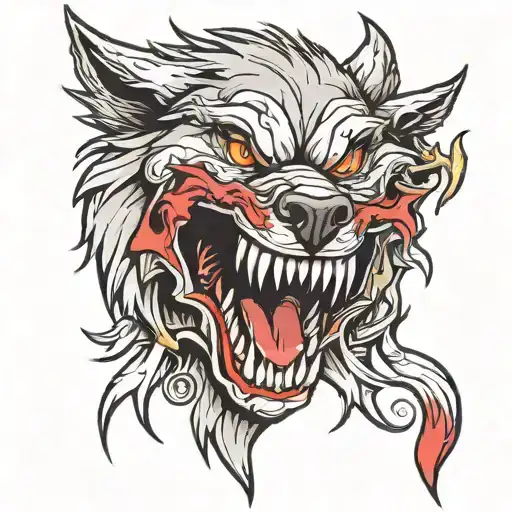 Wolf Head With Fangs
