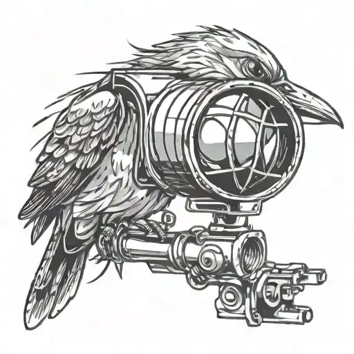 Bird Looking Through Telescoop