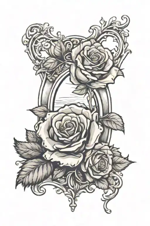 Vintage Mirror And A Rose In Between