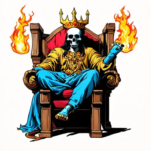 Skull King Sitting On A Throne