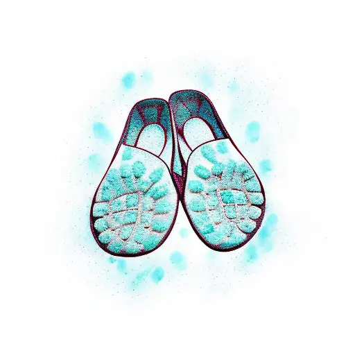 Daffodils Baby Foot Prints With The Words Journi Neely And Aquamarine Background