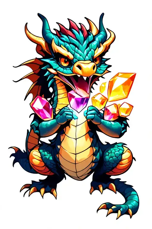 Dragon Holding Gems