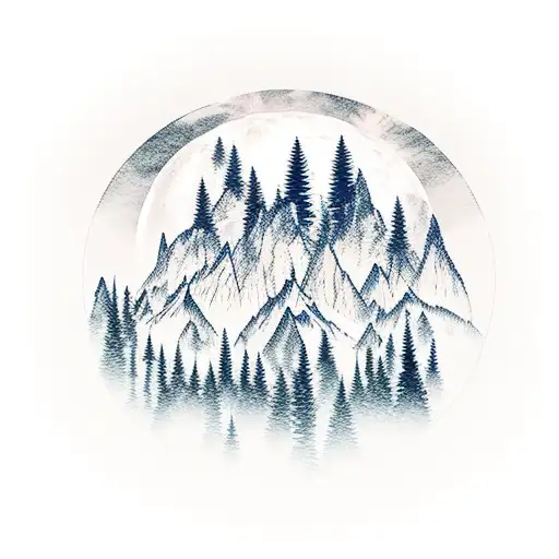 Wolf Moon Forest Trees Mountain