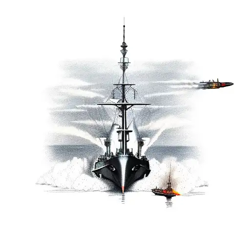 Bb-35 Uss Texas Firing Guns Normady Beach