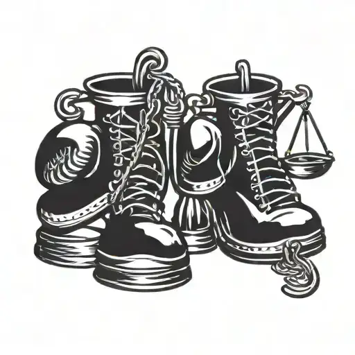 Boxing Gloves And Scales Of Justice And Music Notes And Hobo Napsack