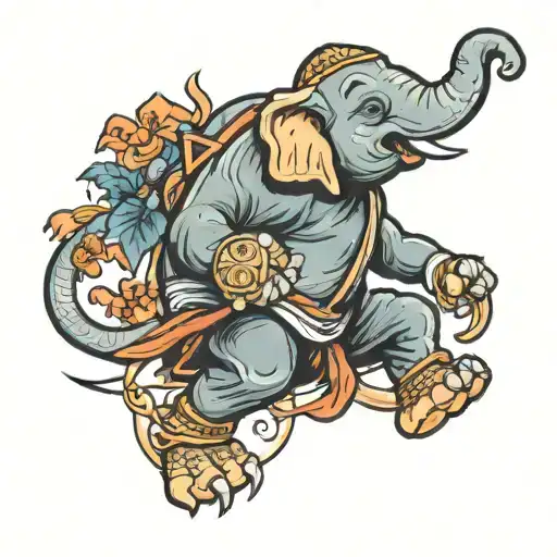 A Thai Elephant Performing A Jiu Jitsu Move