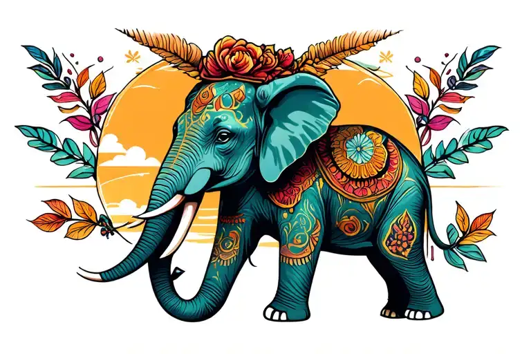 Elephant Tattoo Woman Theme