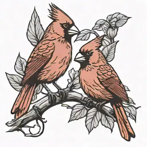 Male And Female Two Cardinals