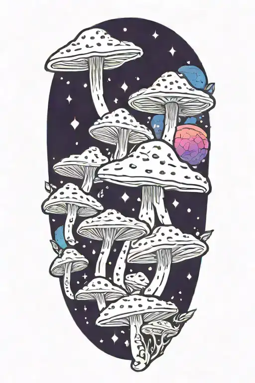 Galaxy Themed Vibrant Colored Space Mushrooms