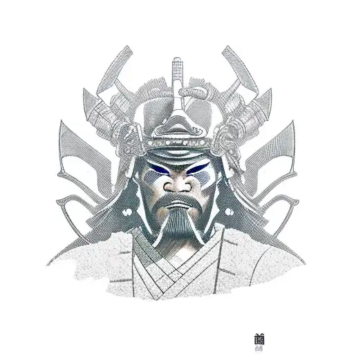 Samurai Looking Down At His Sword From The Side