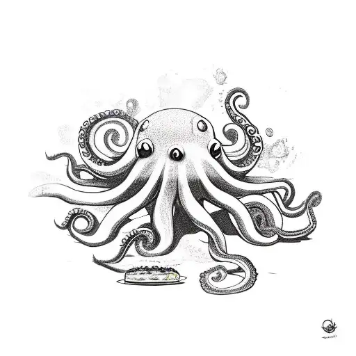 Octopus Eating A Muffin