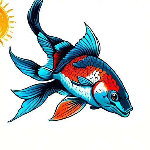 Koi Fish And Bird Floods To Sun Sittar