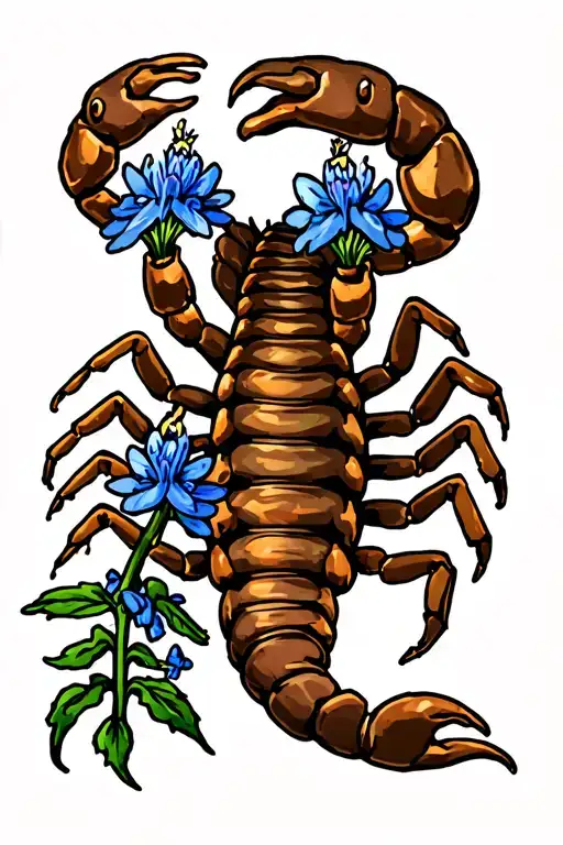 Side View Scorpion Holding Bluebonnets
