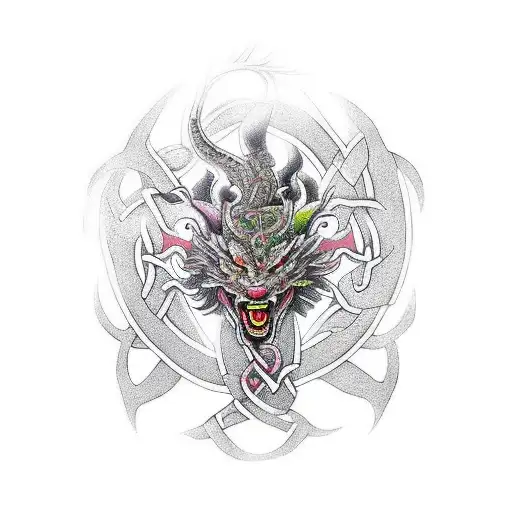 Hybrid Celtic And Japanese Dragon