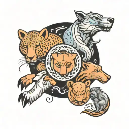 Animal Rights Symbol Incorporating Various Animals In A New-school Style