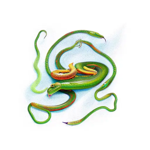 Green Snake Golden Apples