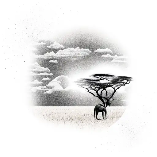 African Safari Animals Sunset Background