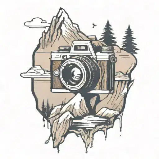 Camera Surrounded By A Mountain Lake
