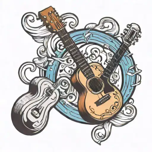 Acoustic Guitar And Microphone