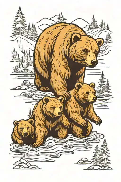 Bears Near Woods And Water