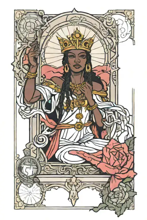 Black Female High Priestess Tarot Card